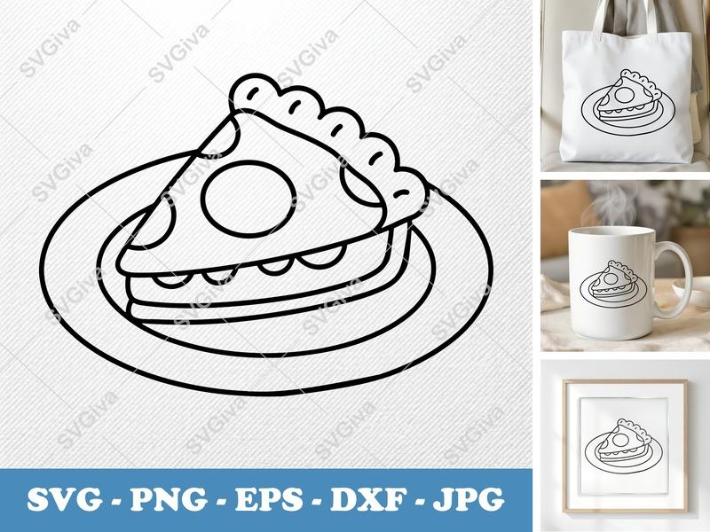 Pie Slice on a Plate SVG | Friendly Rounded Body, Bean-Shaped Forms | PNG DXF EPS | Cricut Silhouette File