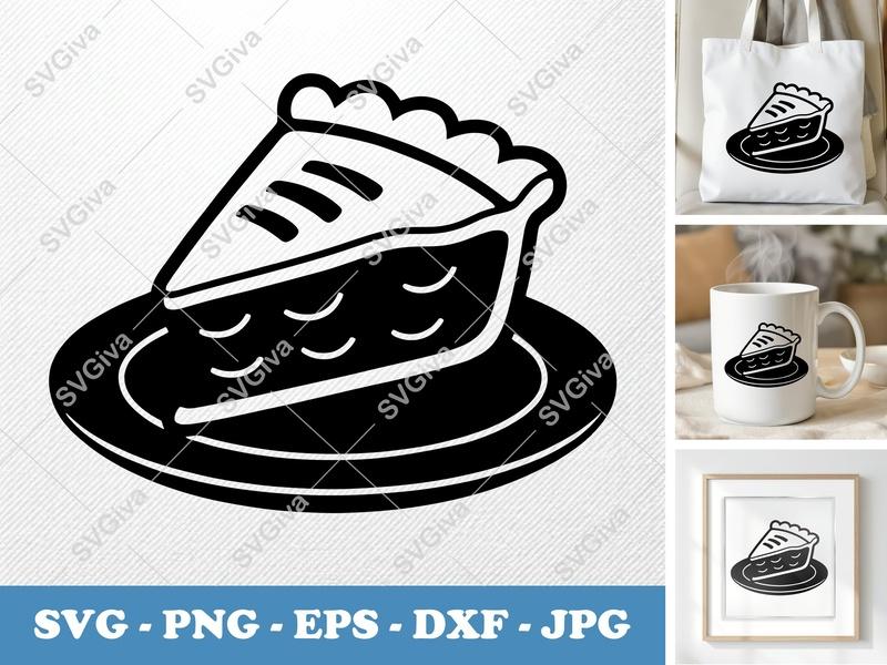 Pie Slice on a Plate SVG | Puffy Pillow Soft Design | Cricut, Silhouette | PNG DXF EPS