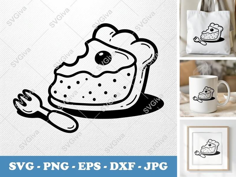 Pie Slice Partially Eaten SVG PNG DXF EPS | Cake Slice Cut File Cricut Silhouette Food Dessert