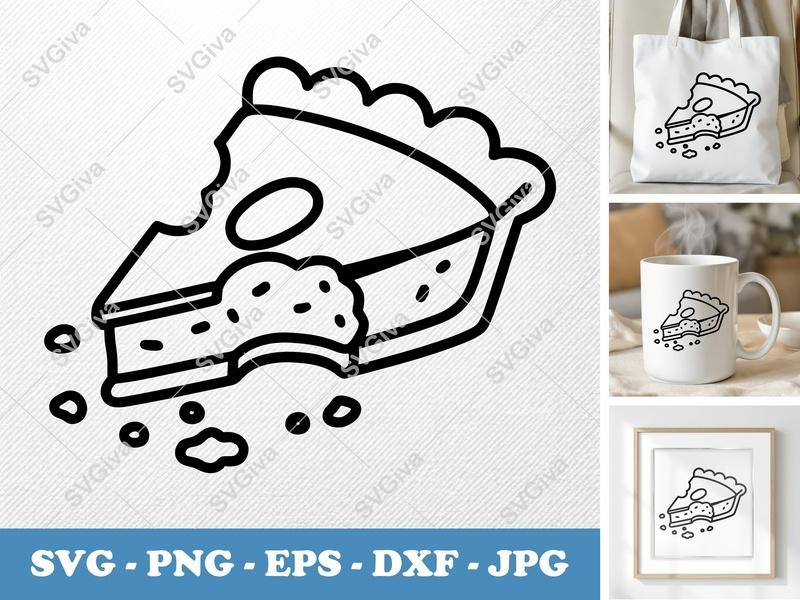 Pie Slice Partially Eaten SVG PNG DXF EPS | Dessert Food Cut File Cricut Silhouette