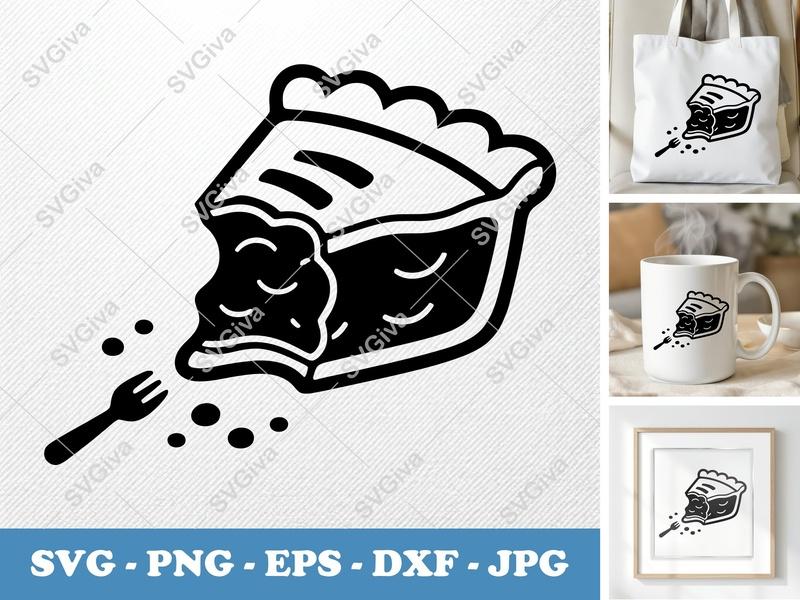 Pie Slice Partially Eaten SVG | Puffy Soft Forms PNG DXF EPS | Cricut Silhouette Cut File