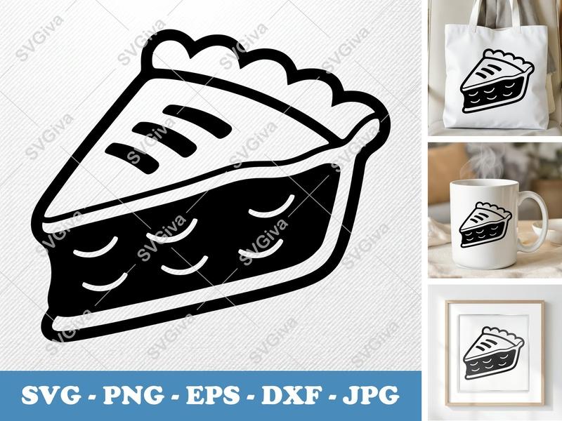 Pie Slice SVG | Modern Dessert Cut File for Cricut, Silhouette | Food Clipart PNG EPS DXF | Baking, Sweet Treat Graphic