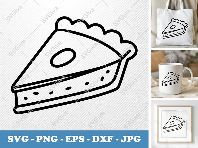Pie Slice SVG, PNG, DXF, EPS Cut File | Cricut Silhouette Kitchen Food Dessert Pastry
