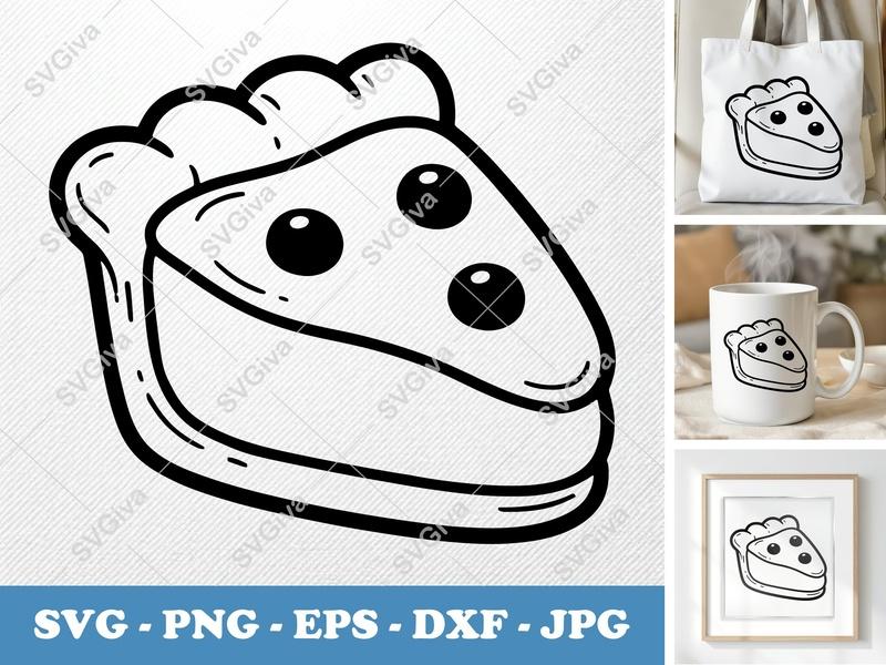 Pie Slice SVG, PNG, DXF, EPS Cut File for Cricut Silhouette | Bakery Dessert Food Vector