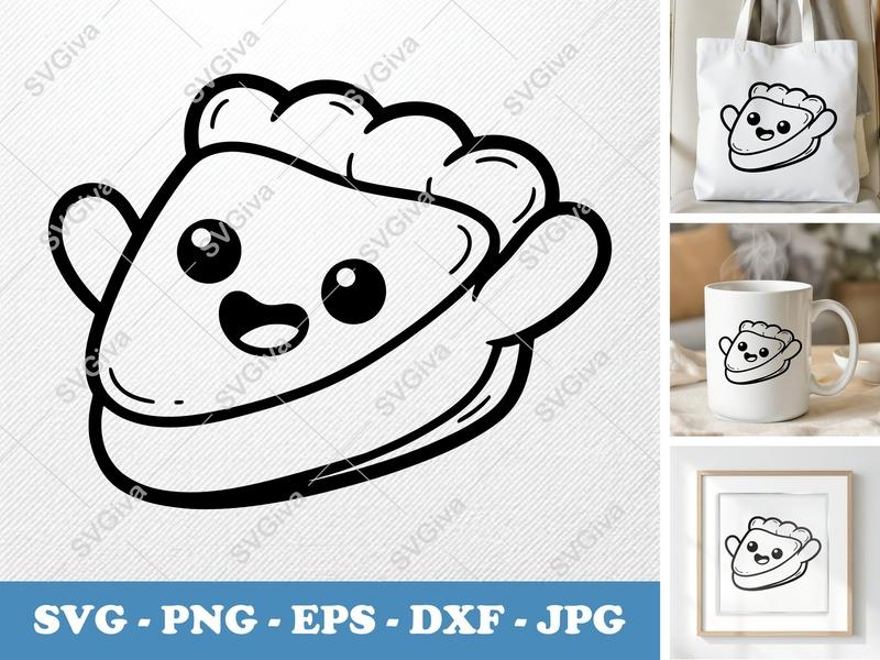 Pie Slice with Smiling Face SVG PNG DXF EPS Cricut Silhouette File