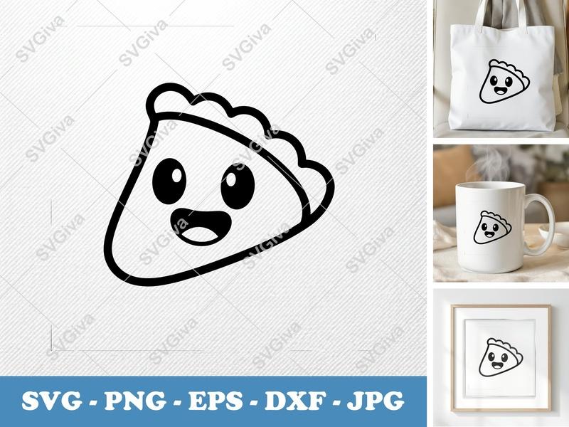 Pie Slice with Smiling Face SVG | Rounded Body Bean-Shaped Friendly Design | PNG DXF EPS | Cricut Silhouette Cut File
