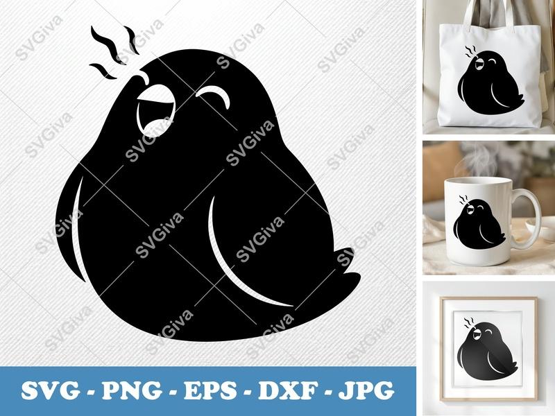 Pigeon Singing SVG | Puffy Animated Style | Soft Shapes PNG DXF EPS | Cricut Silhouette File
