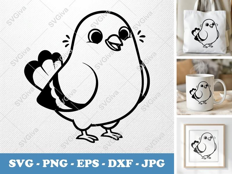 Pigeon Smiling Happily SVG PNG DXF EPS | Cute Bird Cut File for Cricut Silhouette