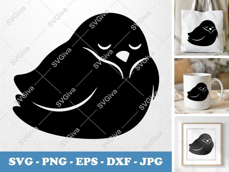Pigeon SVG | Cute Perched Bird Design | Sleepy Dove Clipart | PNG EPS DXF for Cricut & Silhouette Cut Files