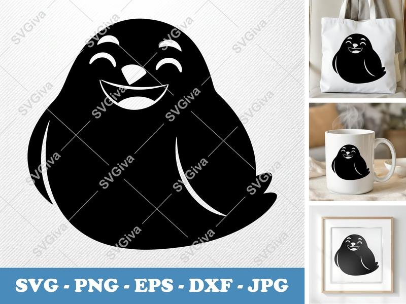 Pigeon SVG Happy Bird Cut File | Modern Cartoon Animal | PNG EPS DXF for Cricut, Silhouette