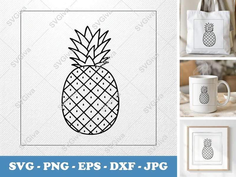 Pineapple Fresh SVG | Rounded Outline Design | PNG DXF EPS | Cricut Silhouette File