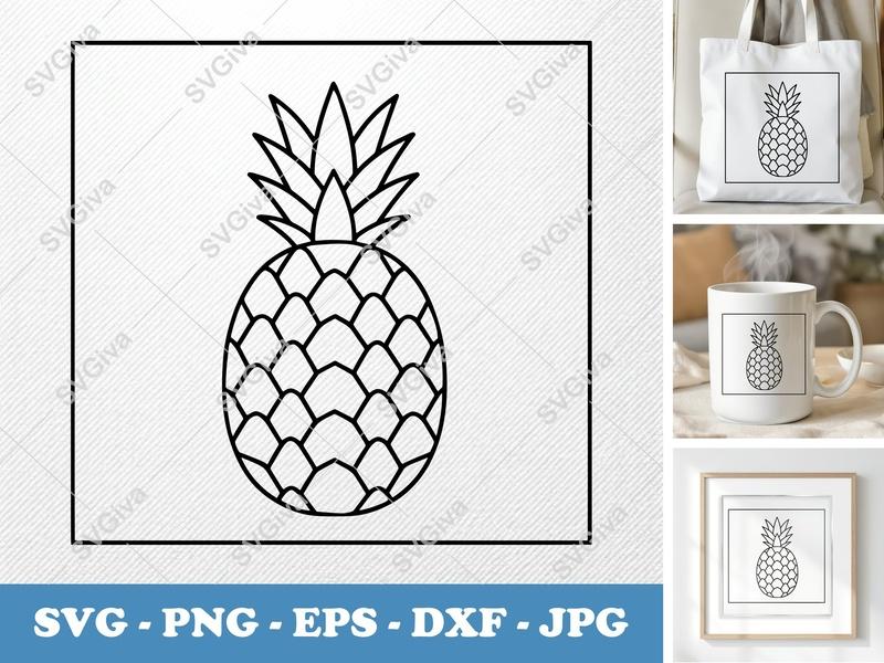Pineapple SVG | Fresh Pineapple PNG DXF EPS Cut File for Cricut Silhouette | Fruit Vector Design