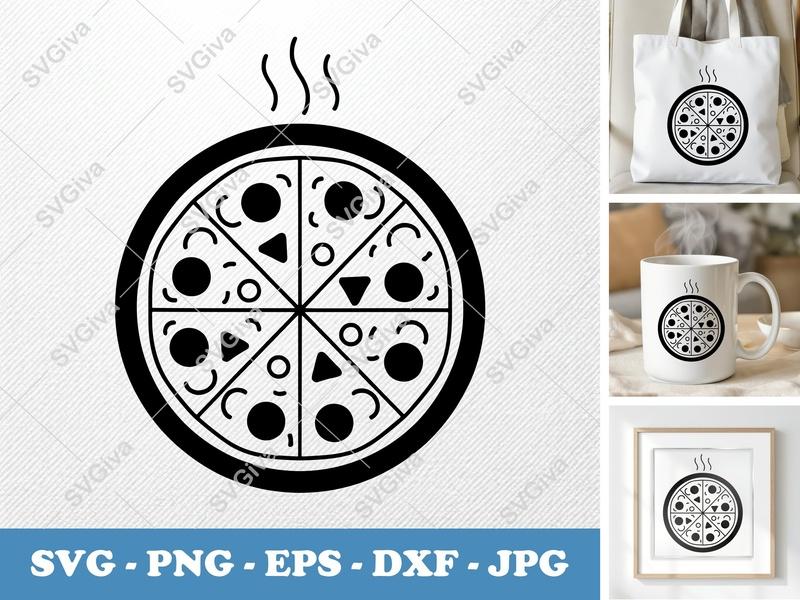 Pizza Fresh Puffy SVG | Soft Shapes PNG DXF EPS | Cricut Silhouette File | Food Kitchen Cut