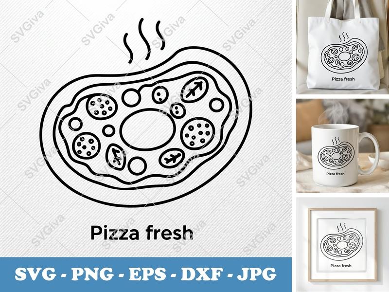 Pizza Fresh SVG | Rounded Body, Bean-Shaped Forms | Friendly White Circle Design | PNG DXF EPS | Cricut Silhouette Cut File