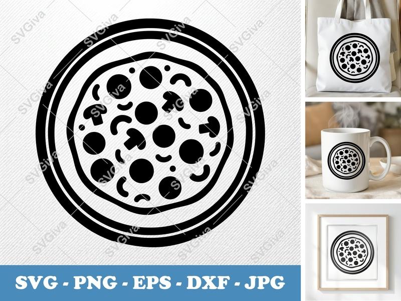 Pizza on a Plate SVG PNG DXF EPS | Cricut Silhouette Kitchen Food Cut File