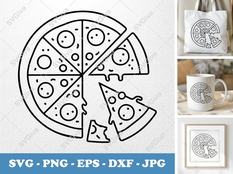 Pizza Partially Eaten SVG | Food Slice Cut File PNG DXF EPS Cricut Silhouette