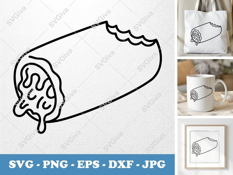 Pizza Roll Partially Eaten SVG | Bold Contour, Simple Character | PNG DXF EPS | Cricut Silhouette Cut File