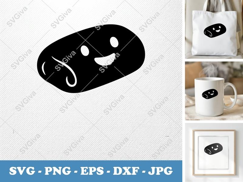 Pizza Roll SVG | Cute Cartoon Food, Happy Face | PNG EPS DXF for Cricut, Silhouette, Vector Clipart