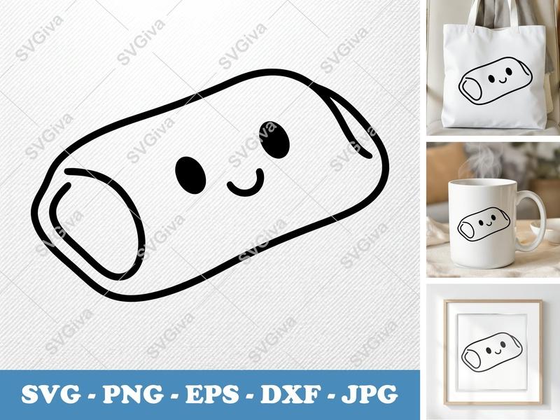 Pizza Roll SVG | Cute Snack Food Outline, Kawaii Design | PNG EPS DXF for Cricut, Silhouette, Vector Clipart