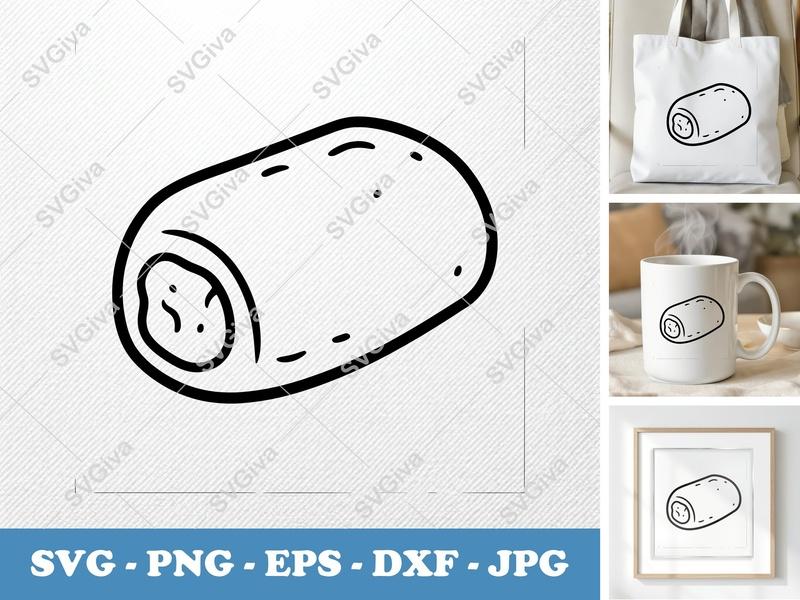 Pizza Roll SVG | Friendly Rounded Bean-Shaped Design | PNG DXF EPS | Cricut Silhouette Cut File