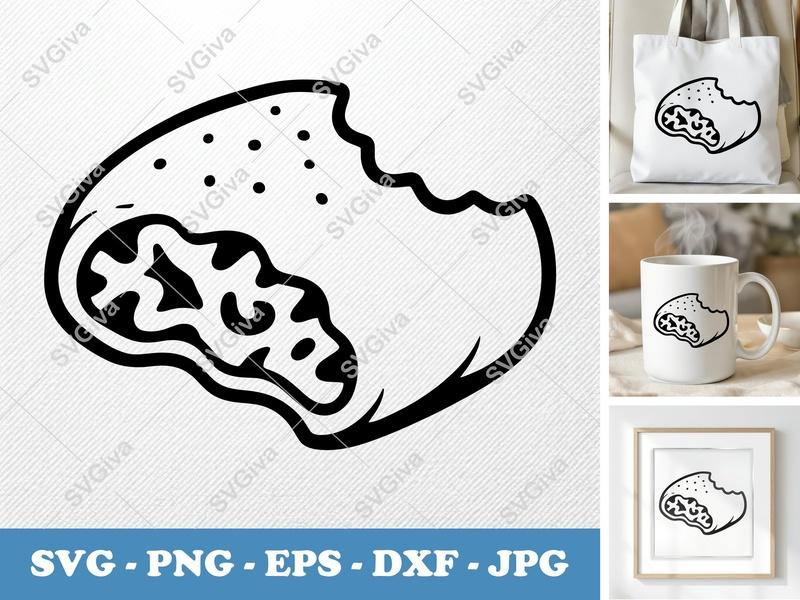 Pizza Roll SVG | Modern Bitten Food Cut File | PNG EPS DXF for Cricut & Silhouette | Outline Snack Design