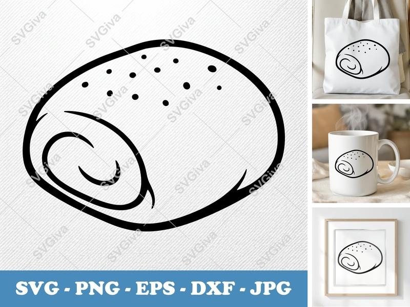 Pizza Roll SVG, Modern Clean Food Cut File, PNG EPS DXF, Cricut Silhouette Vector Design