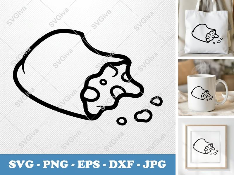 Pizza Roll SVG, Modern Outline Bite Snack, Food Cut File for Cricut & Silhouette | PNG EPS DXF Vector