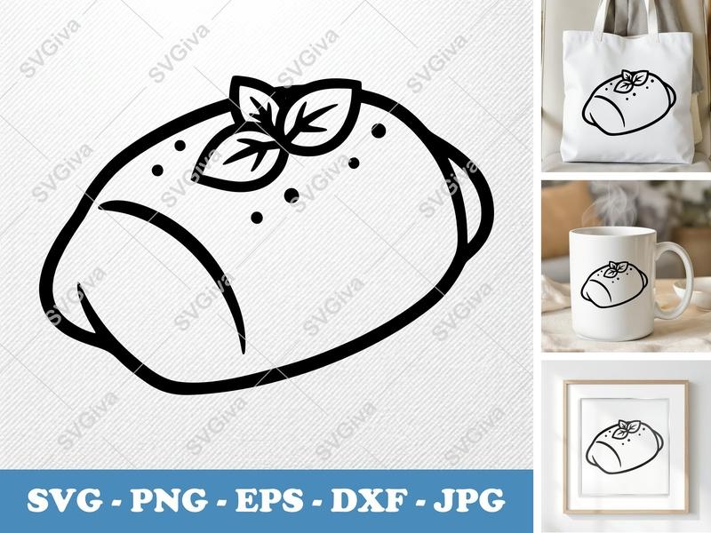 Pizza Roll SVG | Modern Outline, Black & White | PNG EPS DXF for Cricut, Silhouette | Food Clipart Vector
