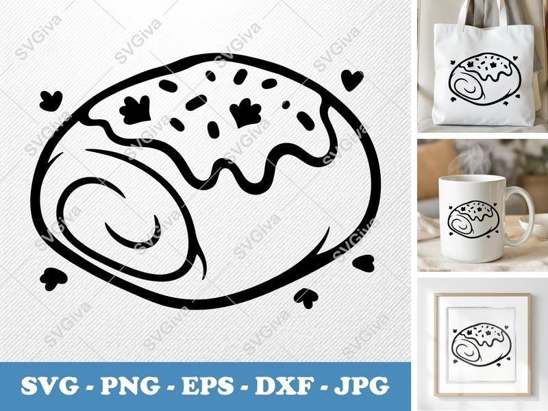 Pizza Roll SVG | Modern Outline Doodle, Food Snack Art | PNG, EPS, DXF for Cricut & Silhouette