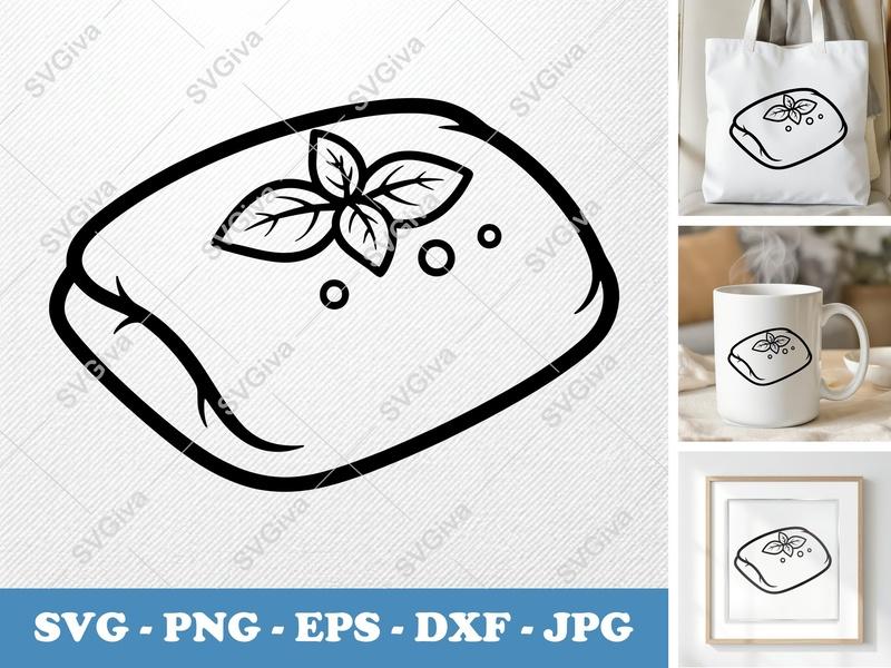 Pizza Roll SVG | Modern Outline Food Clipart with Basil | PNG EPS DXF for Cricut & Silhouette | Snack Icon Vector