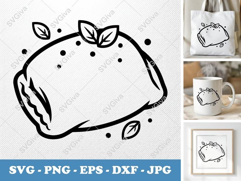 Pizza Roll SVG | Modern Outline, Foodie Clipart | PNG EPS DXF for Cricut & Silhouette | Kitchen Decor Cut File