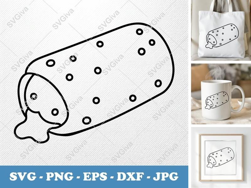 Pizza Roll SVG, Outline Snack Food Cut File, Modern Design PNG EPS DXF for Cricut & Silhouette, Fast Food Vector Clipart