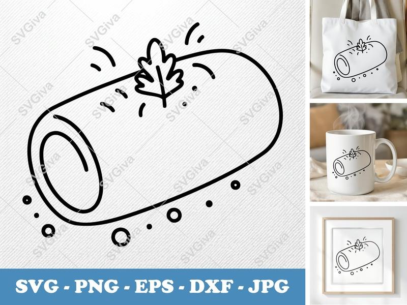 Pizza Roll with Garnish SVG | Minimalist Line Art | PNG DXF EPS | Cricut Silhouette Kitchen Food Vector