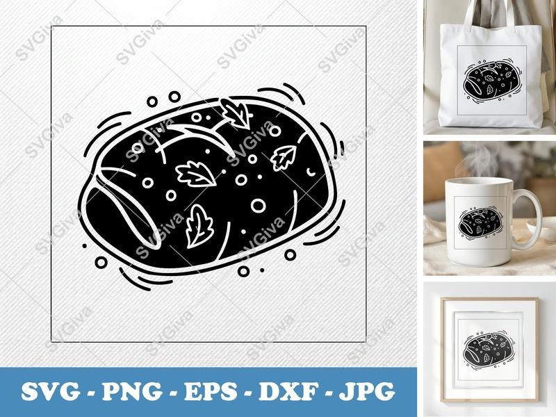 Pizza Roll with Garnish SVG | Puffy Soft Shapes | Inflated Pillow Art | PNG DXF EPS | Cricut Silhouette File
