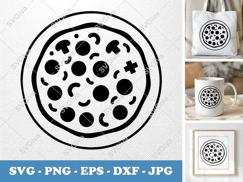 Pizza SVG | Food Cut File EPS PNG DXF Cricut Silhouette