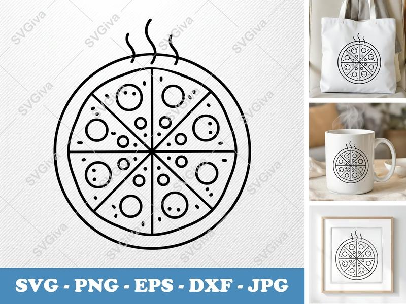 Pizza SVG | Hot Pizza Cut File PNG DXF EPS for Cricut Silhouette | Kitchen Decor Vector Art