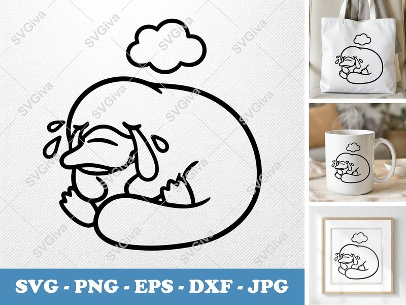 Platypus Crying SVG | Puffy Cartoon Design | Inflated Animal Art | PNG DXF EPS | Cricut Silhouette File