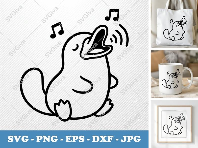 Platypus Singing SVG, Puffy Pillow-Soft Shapes | PNG DXF EPS | Cricut Silhouette File