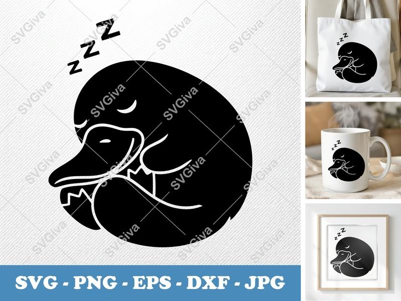Platypus Sleeping SVG | Puffy Soft Shapes Cut File | PNG DXF EPS | Cricut Silhouette Vector