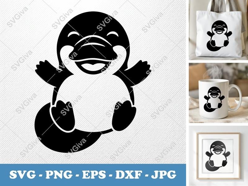 Platypus SVG | Cute Modern Clean Design | Animal Cut File for Cricut, Silhouette | PNG EPS DXF | Happy Smiling Baby Platypus