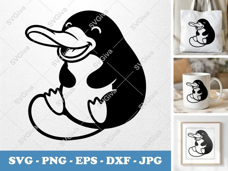 Platypus SVG | Modern Cute Animal | PNG EPS DXF | Cricut Silhouette Cut File | Funny Cartoon Vector