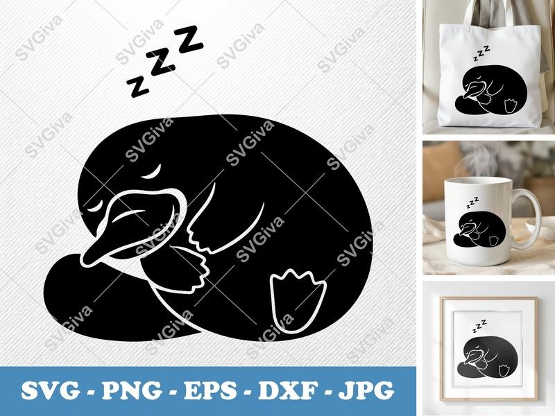 Platypus SVG, Sleeping Platypus, Zzz, Cute Animal Design | PNG EPS DXF | Cricut, Silhouette Cut File