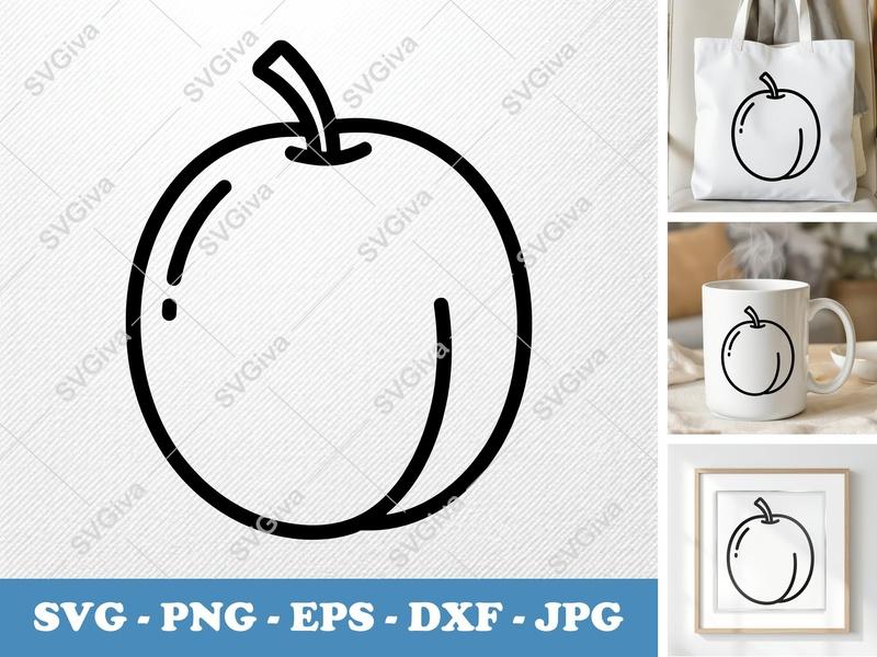 Plum Fresh SVG | Minimalist Line Art | Bold Contour | PNG DXF EPS | Cricut Silhouette Cut File