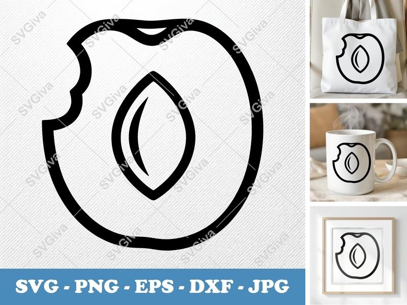 Plum Partially Eaten SVG - Friendly Rounded Bean Shape | PNG DXF EPS | Cricut Silhouette File