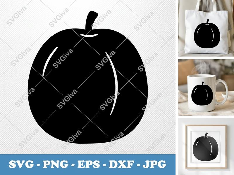 Plum Puffy SVG | Inflated Fruit Cut File | Pillow-Soft Vector | PNG DXF EPS for Cricut & Silhouette