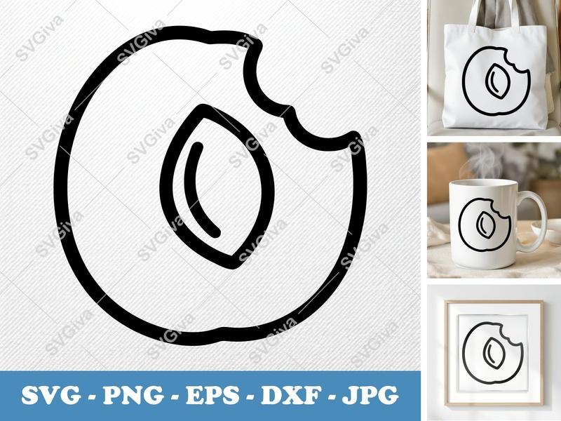 Plum SVG | Bitten Fruit Outline | Modern Minimalist Design | EPS DXF PNG | Cricut Silhouette Cut File