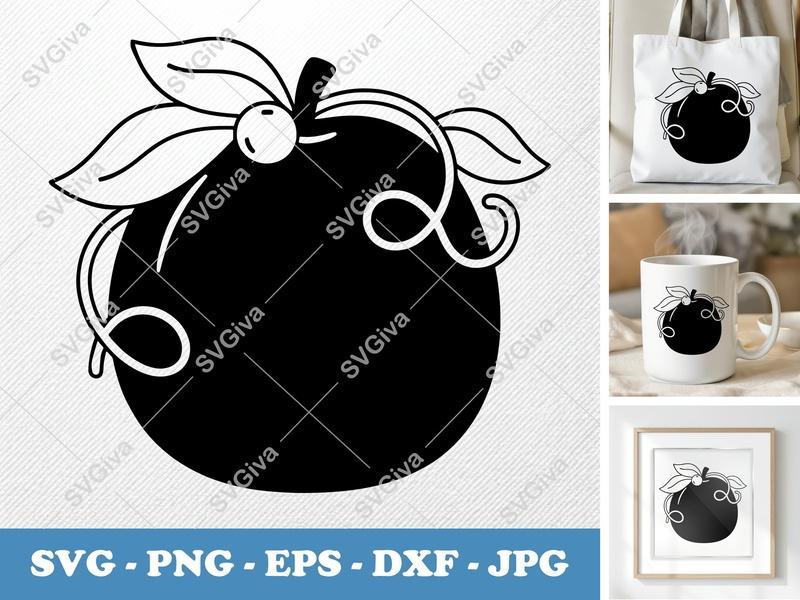 Plum SVG with garnish | Puffy Pillow Soft Shapes | PNG DXF EPS | Cricut Silhouette File
