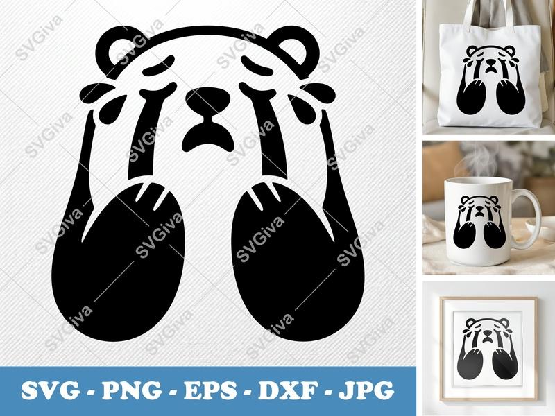 Polar Bear Crying SVG | Puffy Inflated Shapes | PNG DXF EPS | Cricut Silhouette Cut File