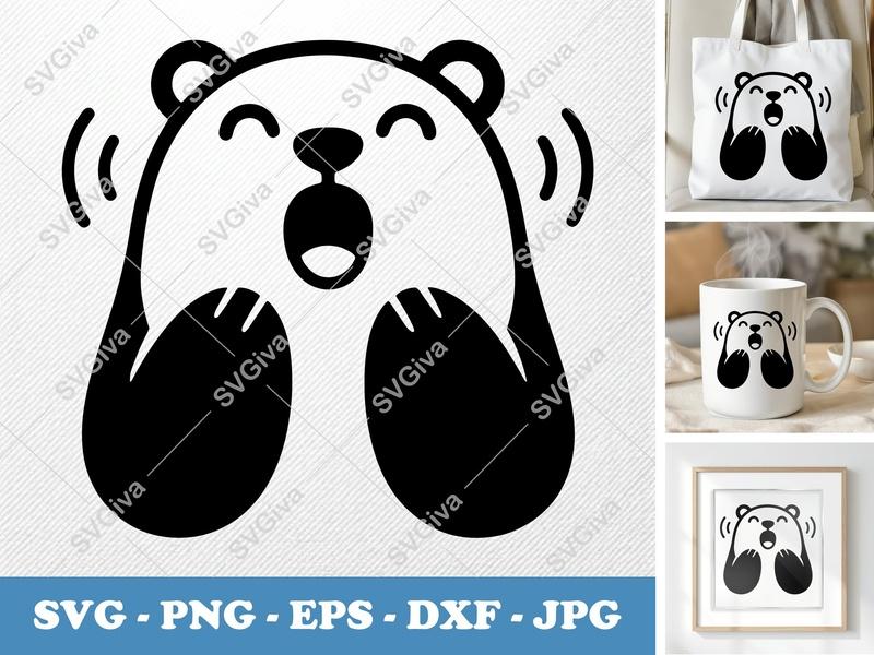 Polar bear singing SVG | Puffy Cartoon Style Cut File | Inflated Pillow-Soft Forms | PNG DXF EPS | Cricut Silhouette