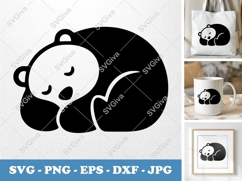 Polar bear sleeping SVG | Puffy Soft Shapes Cut File | PNG DXF EPS | Cricut Silhouette Design | Animal Vector